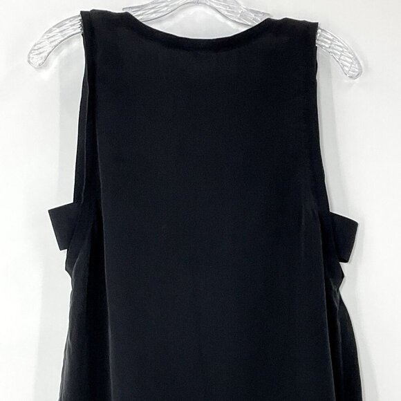 Theory Top Women's Large L Black Silk V-Neck Side Cut Out Sleeveless Blouse - Picture 10 of 16